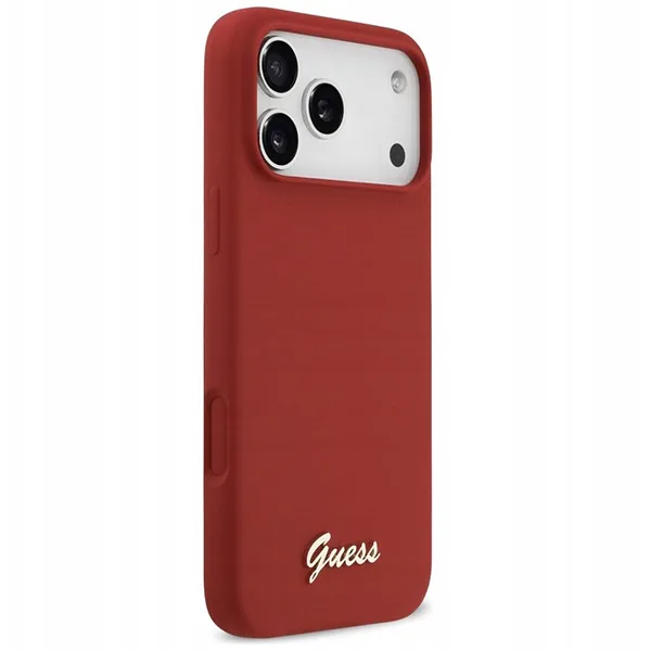 Guess для iPhone 17 Pro чехол Liquid silicone Gold metal logo & Camera Hard Magenta (MagSafe)